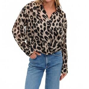 NEW SIX/FIFTY zuri long sleeve top in cheetah print